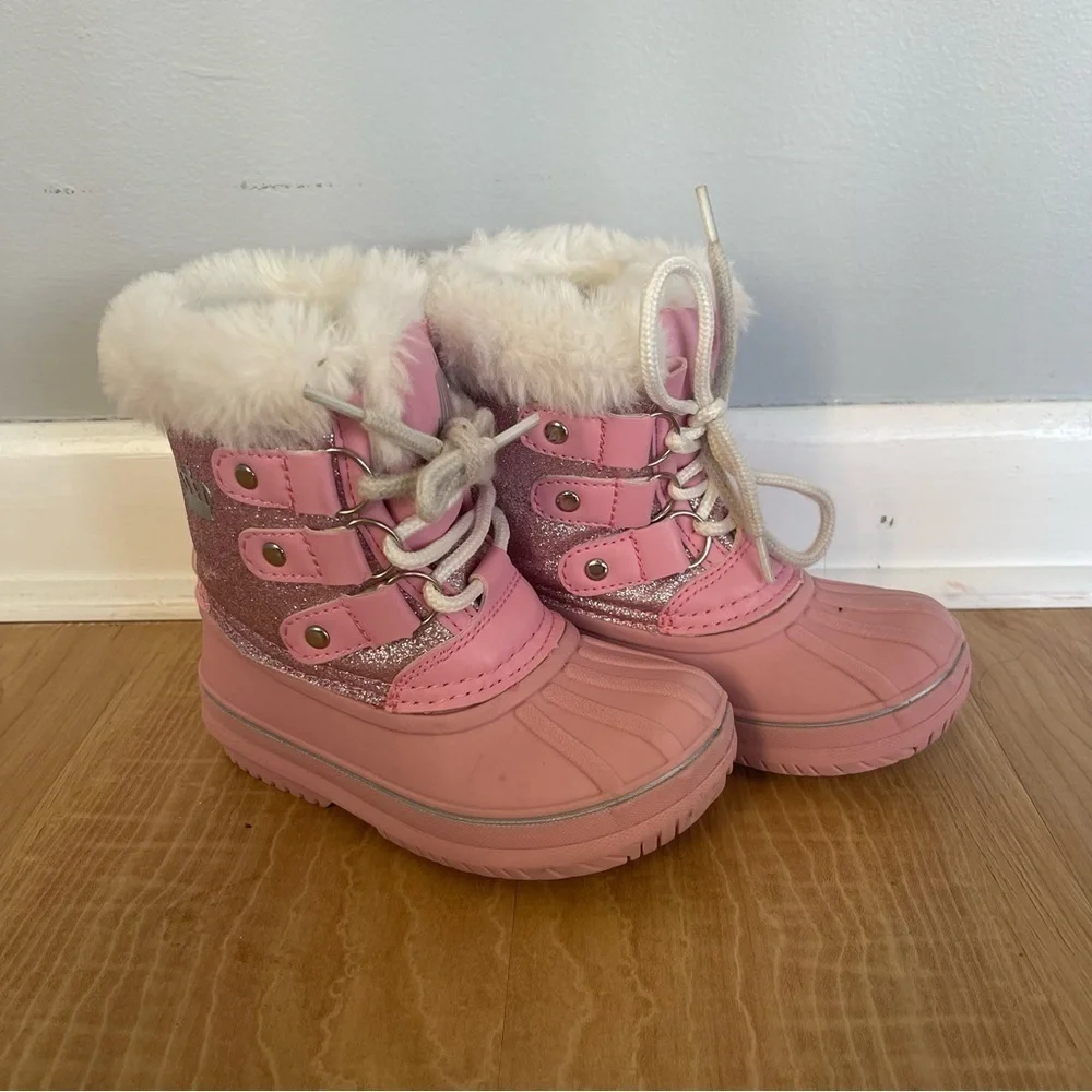 Juicy Couture JJK LIL ESCALON Pink Glitter Boots Snow Ski Winter Shoes Toddler